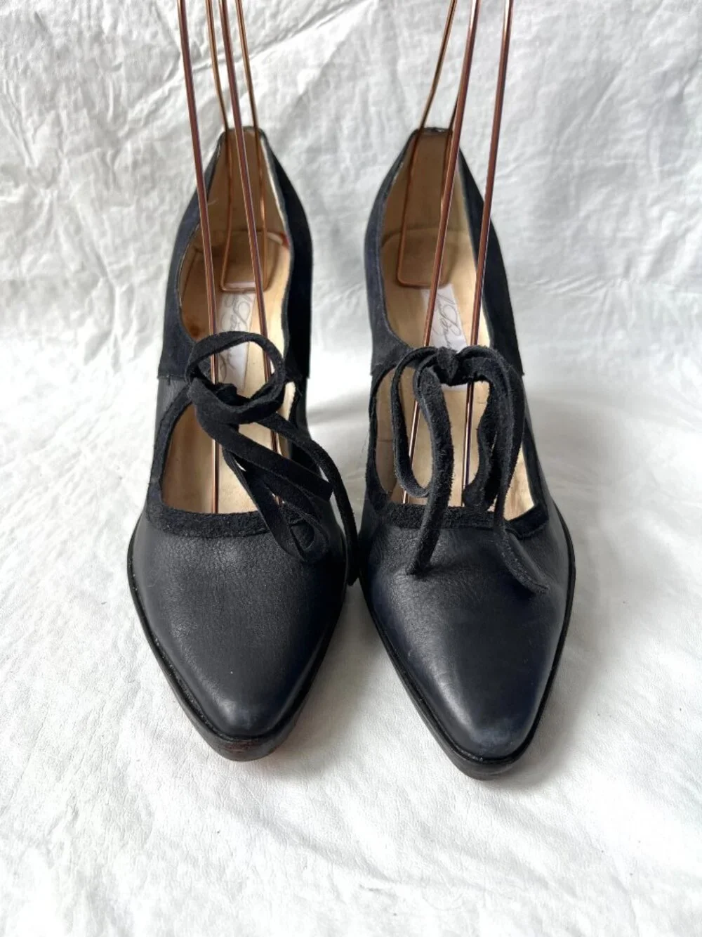 Diana Broussard high heels mary jane black suede leather pointed toe 9.5 pump - Picture 2 of 15